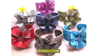 Genuine Leather Snake Bracelets Flower 